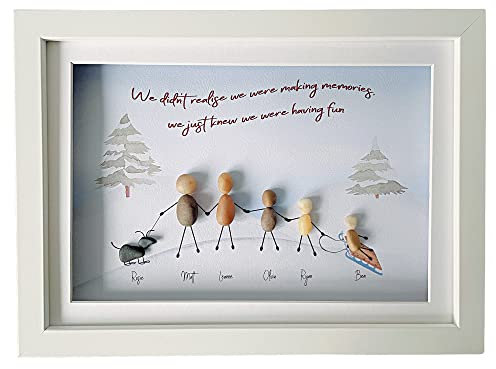 EdgyArt Personalised Pebble Art. Quality Custom Framed Stone Picture Winter Scene. Birthday, Wedding, Anniversary, Christening, New Home, Friend, Mum Dad, New Baby birth
