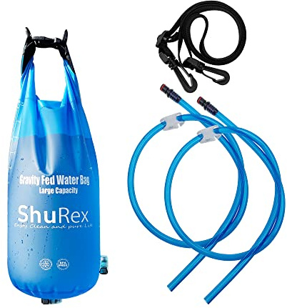 Shurex Gravity-Fed Water Bag for Sawyer Water Filtration System Survival Water Filter Straw, Compatible with LifeStraw and Other Water Filter Straw, Foldable, BPA-Free (12L) | for Sawyer Water Filtration System Survival Water Filter Straw and for LifeStraw & Other Water Filter Straw, BPA-Free