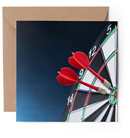 1 x Grußkarte (Fotoeinsatz) – Dartboard Pub Game Darts – Blanko Geburtstagsfeier Jahrestag #15873