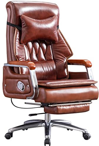 Chefsessel groß und hoch 90 ° -155 ° Winkelverstellung Bürostuhl, Bürostühle aus echtem Leder, Drehstuhl, Tragfähigkeit 200 kg