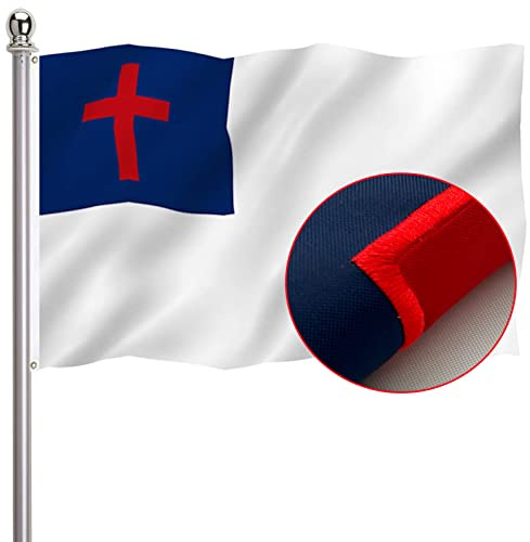 Drapeau brodé avec croix de Jésus chrétien - 7,6 x 12,7 cm - Fabriqué aux États-Unis - Drapeaux chrétiens de couleurs vives en polyester robuste avec 2 œillets en laiton