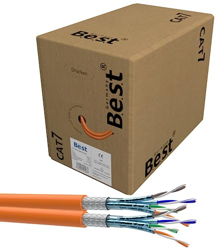 Germany B.e.s.t CAT 7 Netzwerkkabel 100m Duplex Verlegekabel S/FTP LAN Kabel – reines Kupfer, 10 Gbit/s, PoE+ geeignet, LSZH, Ethernet Datenkabel für High-Speed-Internet & Netzwerkinstallation