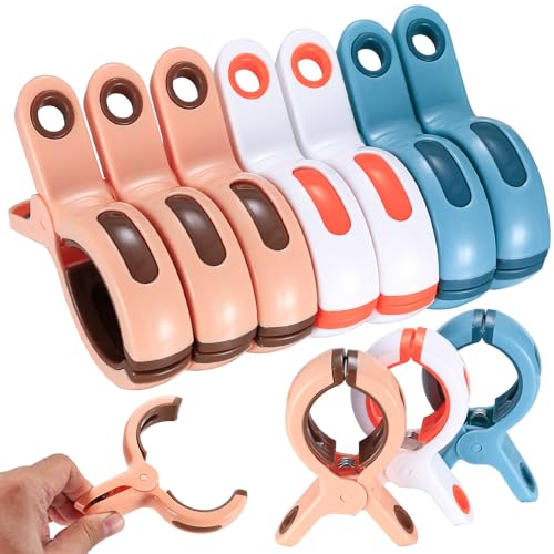 Lot de 10 Pinces à Serviette de Plage, Pinces à Serviette pour chaises Longues, Clips de Plage, Pinces à Linge en Plastique résistantes au Vent pour chaises Longues, Serviettes de Plage