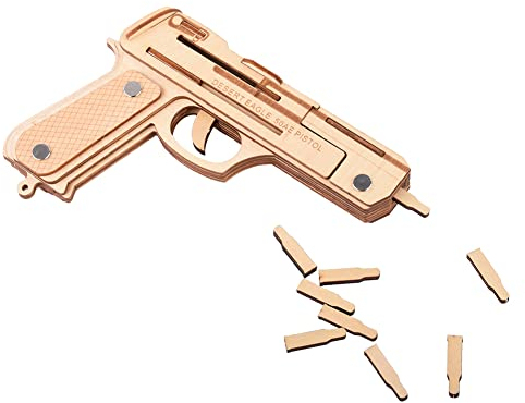 3D Wooden Rubber Band Gun Jigsaw Puzzle Toy DIY Handmade Model Kid Child Woodcraft Assembly Kit Challenge Wood Crafts Puzzles for