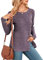 NARRAME Damen-Pullover, Winter-Damen-Langarm-Oberteil, Knöpfe, seitlicher Schlitz, Sweatshirt, Tunika, tailliert, X-Large, Lila
