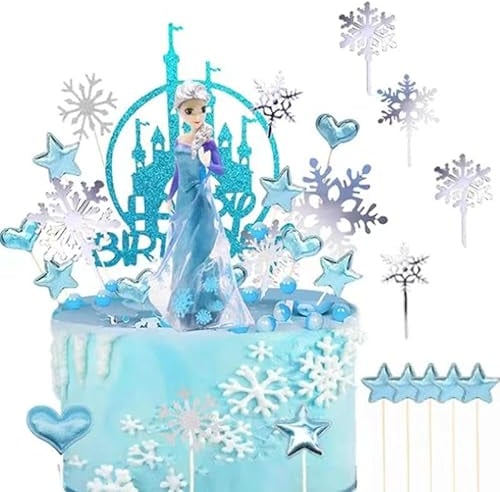 HBSFBH Decoracion Tarta Frozen, 26 Piezas Decoracion Tarta Frozen Cumpleaños, Elsa Figuras para Tartas, Decoración de Pasteles de Figuras Congeladas, Congelada Fiesta de Pastel Decoración para Niño