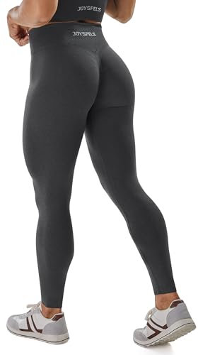 JOYSPELS Gym Sport Leggings Damen Scrunch Butt, High Waist Blickdicht Sporthose Lang Yogahose Po Push Up Seamless Shape Tights DunkelSchatten L