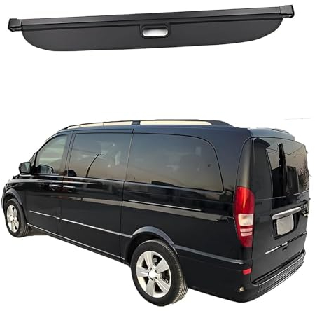 INTCHE Einziehbarer Auto Laderaumabdeckung Rollo für Mercedes Benz Viano Vito 2010 2011 2012 2013 2014 2015, Laderaumabdeckung Gepäckrollo Kofferraum-Laderaumabdeckung, Sicherheitsabschirmung