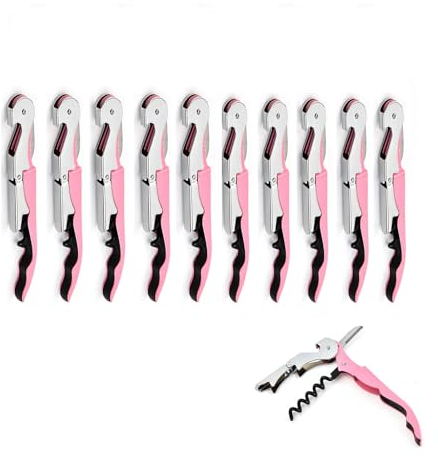 ApribotTiglie di Vino, Cavatappi Professionale Set Apribottiglie di Vino, Cerniere in Acciaio Inossidabile Chiave di Vino per Camerieri del Ristorante, Sommelier, Baristi (Pink 10 pieces)