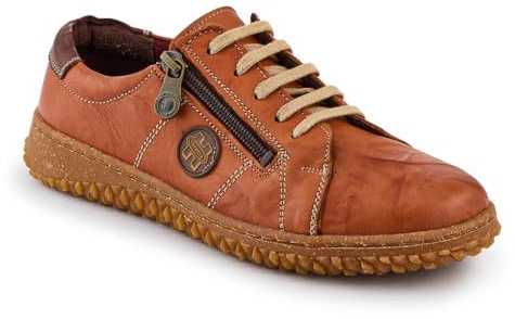 Loretta Leather Trainers - Tan Size 5