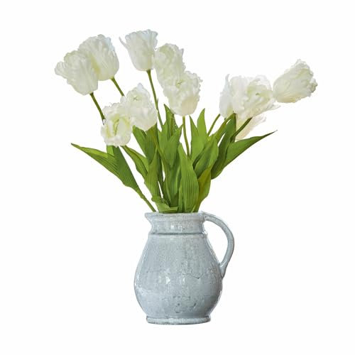LOBERON Vase Flint, von Hand gefertigt, mit schönem Craquelé-Effekt, kassische Fromgebung, Krug, Getränkespender, Dekoration, Tischaccessoire, Terrakotta, grau