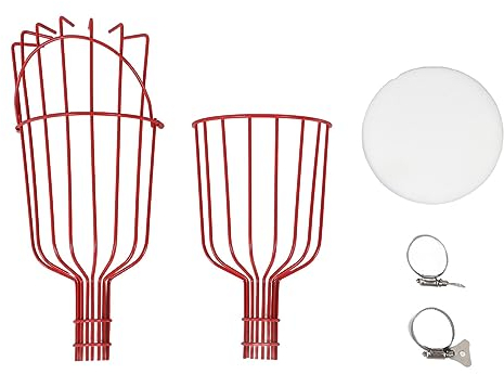 Fruit Picker Basket,Fruit Picker Head Basket, Fruit Harvesting Tool,Detachable Prevent Rust Multifunctional Fruit Picker Tool Fruit Harvester Attachment for 3cm Diameter Pipe(Red)