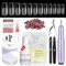 Saviland Capsule Ongle Kit, 500 PCS Faux Ongles Caree Moyen, avec Portable Lampe à Ongles, Colle à Ongles 6 en 1, Ongle Gel Kit Complet pour DIY Nail Art