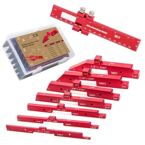 MHY 8PCS Heavy Precision Router Table Setup Blocks，Woodworking Height Depth Angle Gauge for Machine Tools and Table Saws