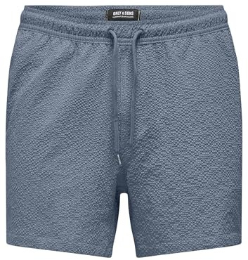 Only & Sons Herren Onsted Life Solid Seersucker Swim Noos, Flint Stone, 50