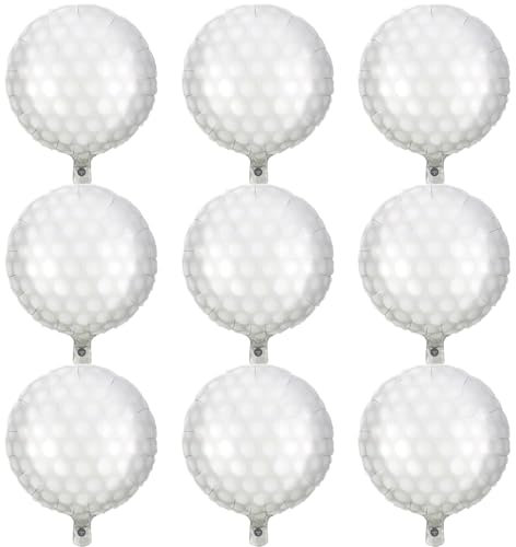 HILAVO Golf Folienballons, 9 Stück 18 Zoll Golf Luftballons Golf Ballons Runde Foil Luftballons Helium Ballons Geburtstags Party Dekoration für Golf Motto Party Dekoration