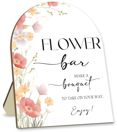 Panneau en bois avec support, panneau floral rose pour fête prénuptiale, panneau de bienvenue de mariage, fournitures de décoration de mariage, fournitures de fête pour réception de mariage 20,3 x