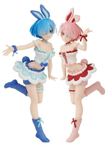Gooyeh Anime Ram & Rem Figur - 19 cm Remu-Figur Ramu Statue Figur Anime Figur Skulptur Handgemachtes Sammlerstück Desktop-Dekoration