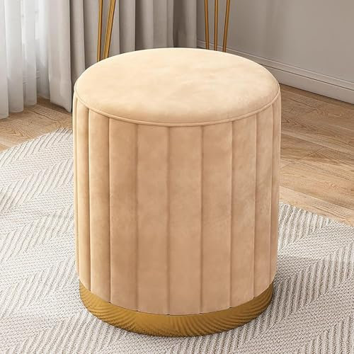 WBRSybUK Moderner Runder Ottoman-Fußhocker Aus Samt, Runder Gepolsterter Fußhocker, Kleiner Pouf Für Wohnzimmer Und Schlafzimmer,Yellow