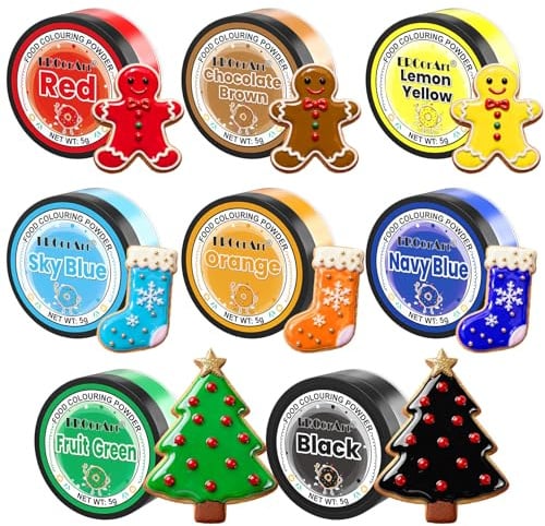 Food Colouring Powder - ERCorArt 8 Colours Upgrade Food Colouring Dust, High Bright Food Dye, Edible Paint for Cake Decorating, Icing, Baking, Desserts - 5 g (Each)