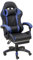 Baroni Home Silla Gaming con Respaldo ergonómico reclinable y Altura Ajustable, Silla de Oficina con Soporte Lumbar, reposacabezas Acolchado y reposapiés extraíble, Azul, 58x66x114-124 cm