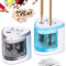 Elektrischer Anspitzer für Dicke und Dünne Stifte - Doppelloch Spitzer für 6-8mm und 9-12mm - Pencil Sharpener für Schulen, Haushalte, Büros, Klassenzimmer (2 Stück)