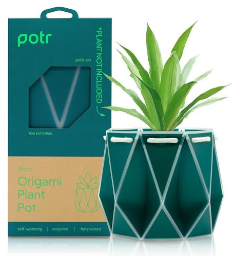 POTR Flower Pot Gift (15cm, Dark Teal) | Self-Watering Innovation for Eco-Friendly Planting | Space-Saving Flat Pack Design Plant Pot for Living Room & Office Decor