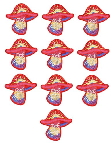 VILLCASE 10stücke Pilz Design Nähen Patches Kleidung Applikationen Nützliche Patches Stoffaufnäher Stickaufkleber Charm-stoffaufnäher