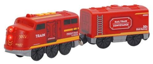 Tomedeks zug spielzeug holzeisenbahn elektrische lok Batteriebetriebener Zug für Holzeisenbahngleis-Set Spielzeug Hochgeschwindigkeit（Thema Feuerwehrauto）