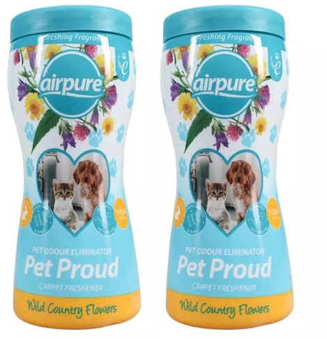 HOCHSTE® Airpure Pet Proud Carpet Freshener 500g Wild Country Flowers Scent Pet Odour Eliminator for Carpets, Rugs, and Upholstery Safe for Pets and Children Blue - 2 Pack