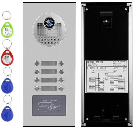 AMRTTWY Doorphone. Video Door Phone Outdoor Unit RFID Key Fob Unlock Low High Rise Building Multi 2/3/4/6/8 Apartment Intercom ​​.Video Doorphone(For 8 Apartments)