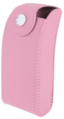 Motoforti Custodia per Occhiali da Sole per Auto con Supporto Universale per Occhiali da Sole Magnetic per Parasole in Pelle PU Rosa 15x6.5cm