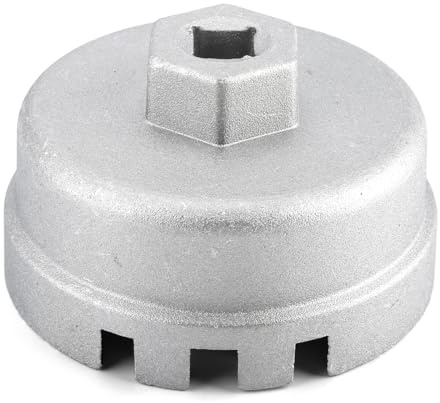 VAGCARS Clé à filtre à huile, 14 cannelures, 6 emplacements, clé à capuchon de filtre à huile en aluminium de 64 mm, compatible avec Toyota, 4 Runner, Prius, RAV4, Highlander, Tundra, Corolla, moteur