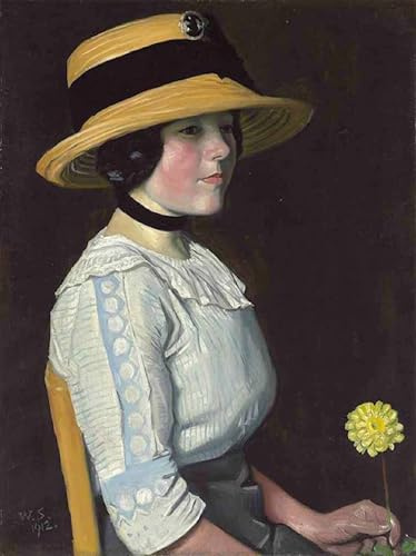 PMEFGJDPE Famous Painting Art Picture Poster Picture the Straw Hat by William Strang Colorful Art Print for Home Decor 60x90cm