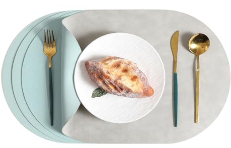 Komforbaa Tovaglietta Lavabili 44.5x30cm, sottopiatti Individuali Set da 4 pezzi, Resistenti al Calore tovagliette colazione Grigio-blu