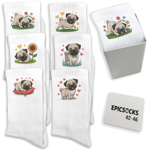 epicsocks Pug Paradise Socken in 42-46 im in verschiedenen Größen