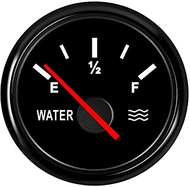 Car Marine Boat Water Level Gauge 52mm Stainless Steel Bezel Water Tank Level Indicator Meter with Red Backlight for 0~190 ohm(BN)