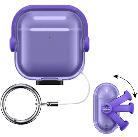 kwmobile transparentes Kopfhörer Case kompatibel mit Apple Airpods 4 Hülle - Headphones TPU Cover mit Sicherheitsverschluss - Lavendel Transparent