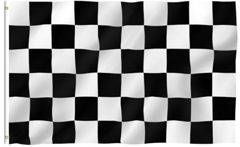 MKEAWWU Fähnchen 1 Stück Zielflagge Schwarz Weiß Kariert 90Cm X 150Cm Rennsportfahne Messingösen Polyester Motorsport
