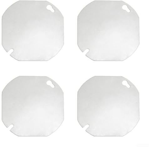 4 Pack Galvanised Steel Octagonal Blank Faceplate Electrical Box Cover White 100mm Square for Ceiling Light Base Junction Box Protection for surface Fixed UK Home