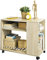 SoBuy Tavolino con rotelle, Tavolino rotante a 2 livelli con ripiani, Libreria mobile per soggiorno, camera, ufficio, L70 x P35 x H60cm Naturale FBT34-N