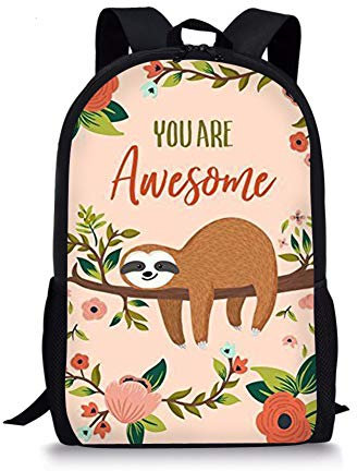 Amzbeauty Rucksack mit niedlichem Faultier-Druck, Unisex, Schulrucksack, Einheitsgröße, Braun