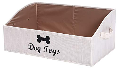 Geyecete - Große Aufbewahrungsbox für Hundespielzeug,Faltbare Trapezförmige Aufbewahrungskorb mit Griff,MDF Aufbewahrungsbox für hundespielzeug und Hundekleidung-Bambu Beige
