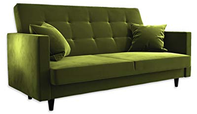 lukmebel Sofa Grande PIK Sofasitz in Doppelversion Olivgrün mit Bettkasten Couch Schlaffunktion Schlafsofa Polstersofa Couchgarnitur (Olivgrün), Kronos 17