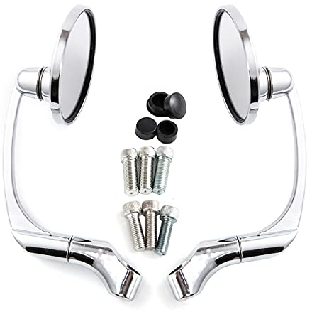 Runder Motorrad Seitenspiegel Universal 10mm Motorrad-Rückspiegel für Cafe Racer (Silber)