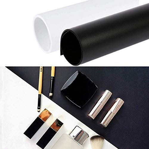 Selens 70x150cm PVC Hintergrund Weiß Schwarz Hintergründe Flat Lay Tischplatte Wasserdicht Fotografie Background 2 Pcs für Fotostudio Fotografie, Gourmet, Kosmetik, Online Shops Produktfotografie
