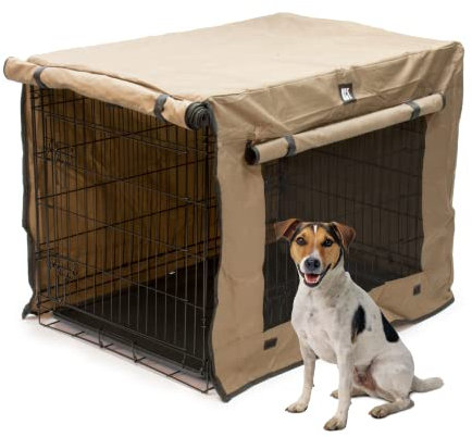 KCT Large Dog Crate with Plastic Tray and Protective Fabric Cover Metal Puppy Animal Cage