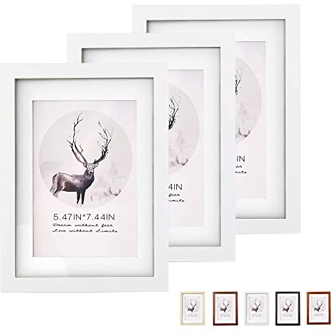 Rieeryslza Juego de 3 Marcos de Fotos A4 Marco de Madera con Vidrio Acrílico Inastillable Portafotos de Madera Minimalistas Clásicos para Decoración del Hogar (Blanco o2)