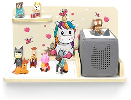 stadtecken® Kinder Regal für Musikbox I Motiv Pony Cool, klein I Geeignet für die Toniebox und ca. 25 Tonies I Geschenkidee I Hörspiel I zum Aufhängen oder Aufstellen (Einhornbaby, klein)