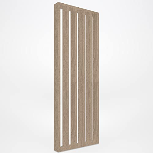 KLEMP Freistehende Trennwand aus MDF-Holzpaneelen inkl. Befestigung, vorgebohrt, aus Lamellen-Leisten im Set, vertikale oder horizontale Wandverkleidung in Holzoptik Eiche Natur
